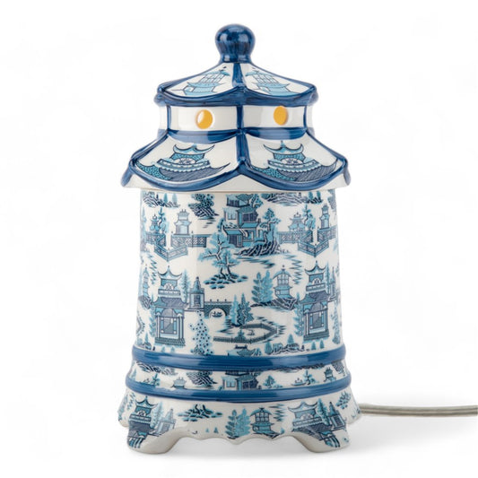 Blue and White Pagoda Lamp