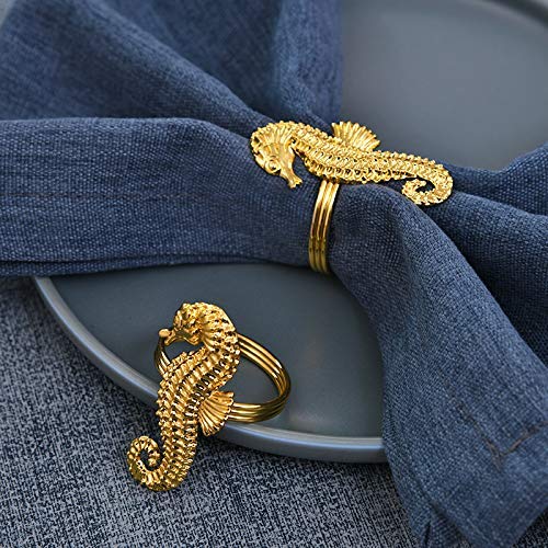 Napkin Rings in Gold Sea Horse Design